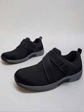 Orthofeet Women’s Elba Stretch Knit Orthopedic Walking Sneakers 8 Black Work